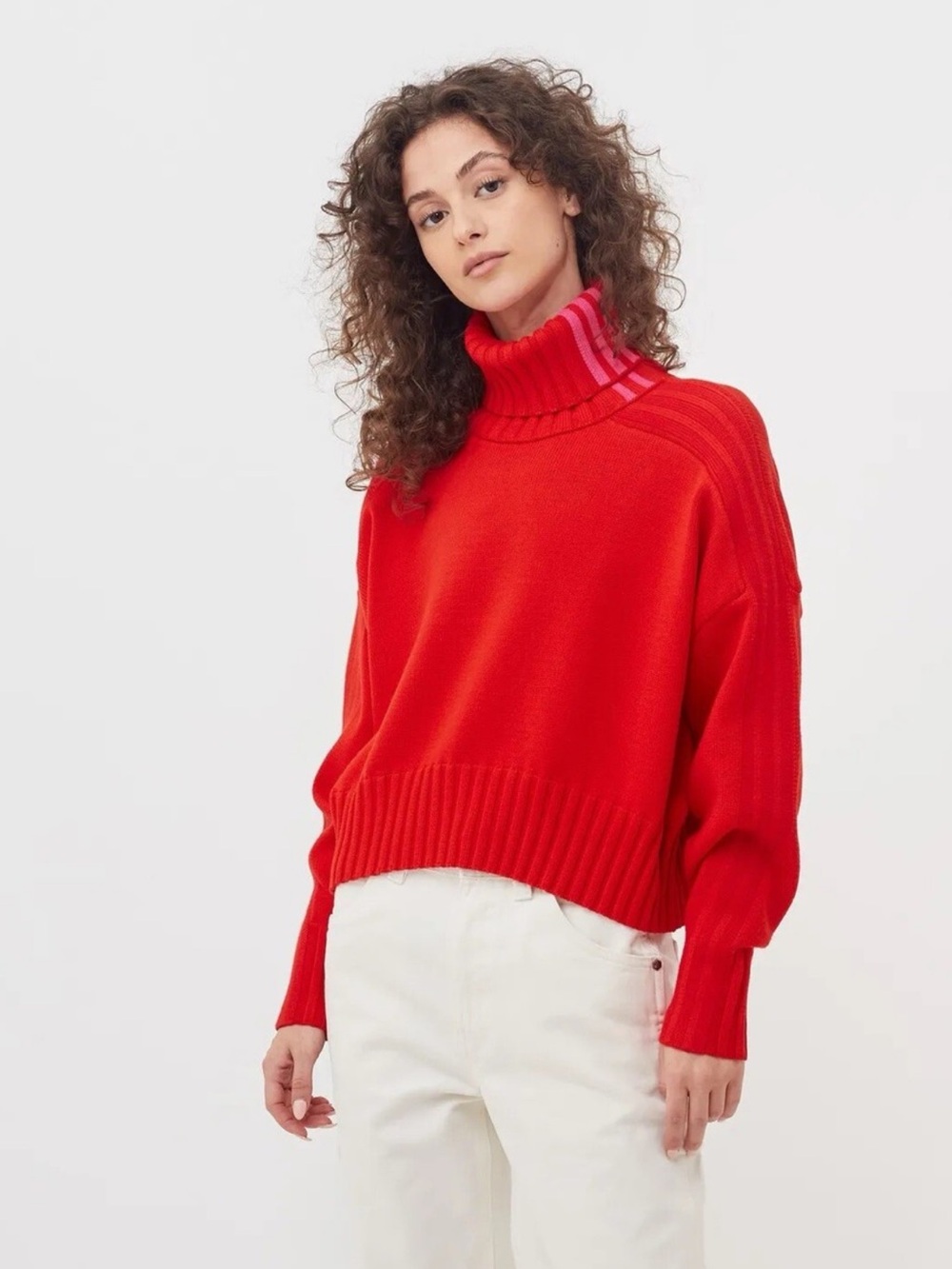 Adidas x Ivy Park Red Turtleneck Ribbed-Trim Sweater NWOT size M Medium Warm